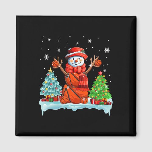 Snowman Playing Basketball Xmas Tree Player Coach  Magnet