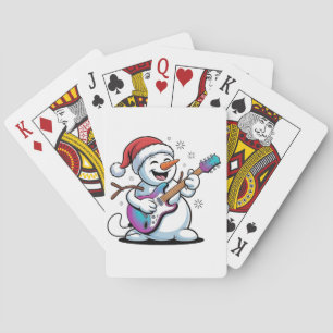 Snowman Playing Guitar Electric Rock Christmas Poker Cards