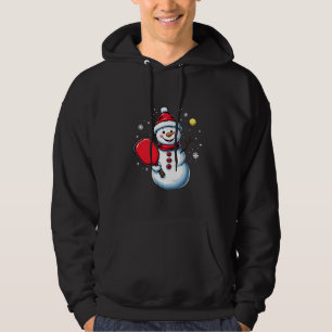 Snowman Playing Pickleball Sport Christmas Lover  Hoodie