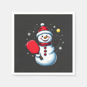 Snowman Playing Pickleball Sport Christmas Lover  Napkins