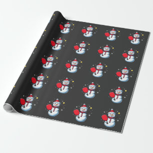 Snowman Playing Pickleball Sport Christmas Lover  Wrapping Paper