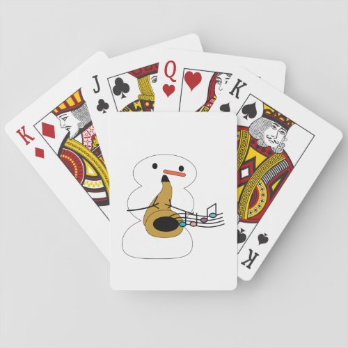 Snowman Playing Saxophone Cute Playing Cards
