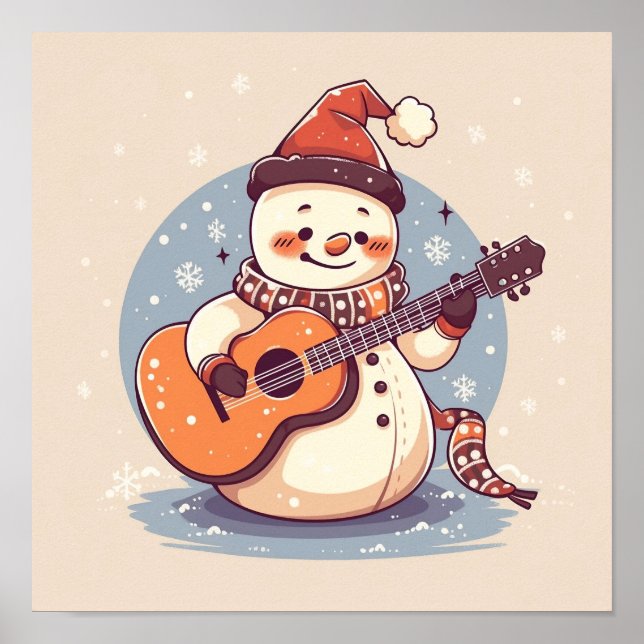 Snowman Playing the Guitar Poster (Front)