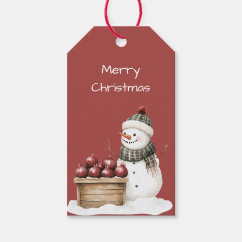 Snowman Pomegranate Christmas Gift Tags