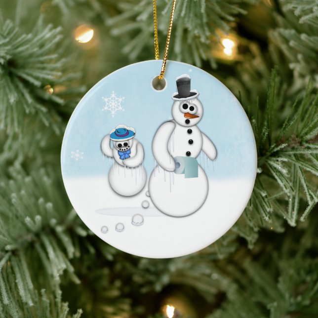 Snowman Poop Ceramic Ornament (Tree)