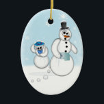 Snowman Poop Ceramic Ornament<br><div class="desc">A cute Pooping Snowman and witnessing snow woman ornament for the holidays. Looks great on your Christmas tree or hanging from your rear view mirror. A great laugh for the holidays.</div>