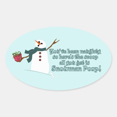 Snowman Poop Oval Sticker