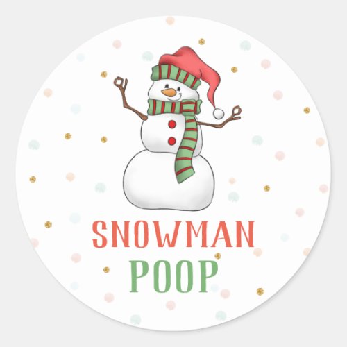 Snowman Poop Sticker Christmas Party Favor Labels