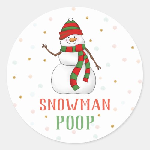 Snowman Poop Sticker Christmas Party Favor Labels