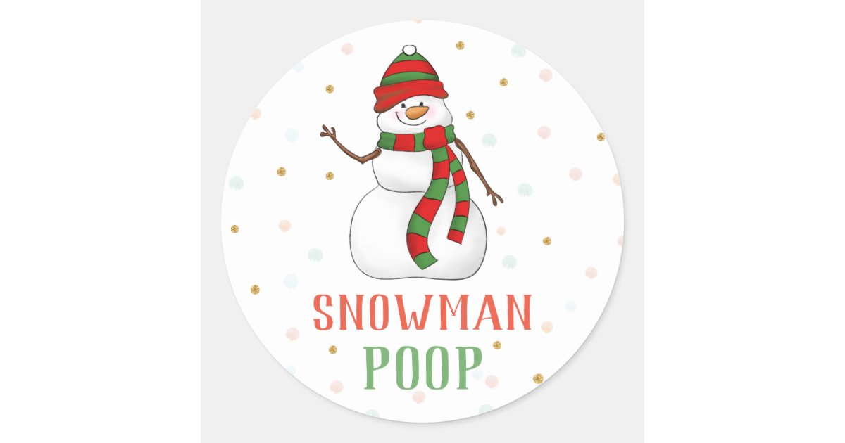 Snowman Poop Sticker Christmas Party Favor Labels | Zazzle.com