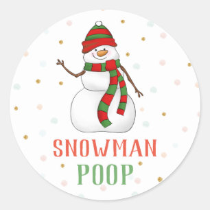 Snowman Poop Sticker Christmas Party Favor Labels