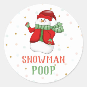 Snowman Poop Sticker Christmas Party Favor Labels