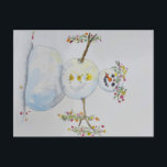 snowman postcard<br><div class="desc">watercolor and ink, snowman with flower crowns. painting by Kristina Anderson use as intended or as a small art print</div>