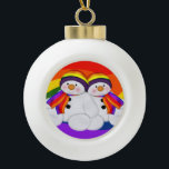 Snowman Pride Ceramic Ball Christmas Ornament<br><div class="desc">Cute hanging ornament of two little snowmen in rainbow pride hat and scarf on a rainbow background .. wonderful gift idea for a happy couple ..Christmas products from Ricaso</div>