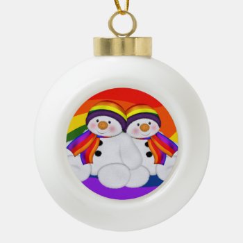 Snowman Pride Ceramic Ball Christmas Ornament by Neurotic_Designs at Zazzle