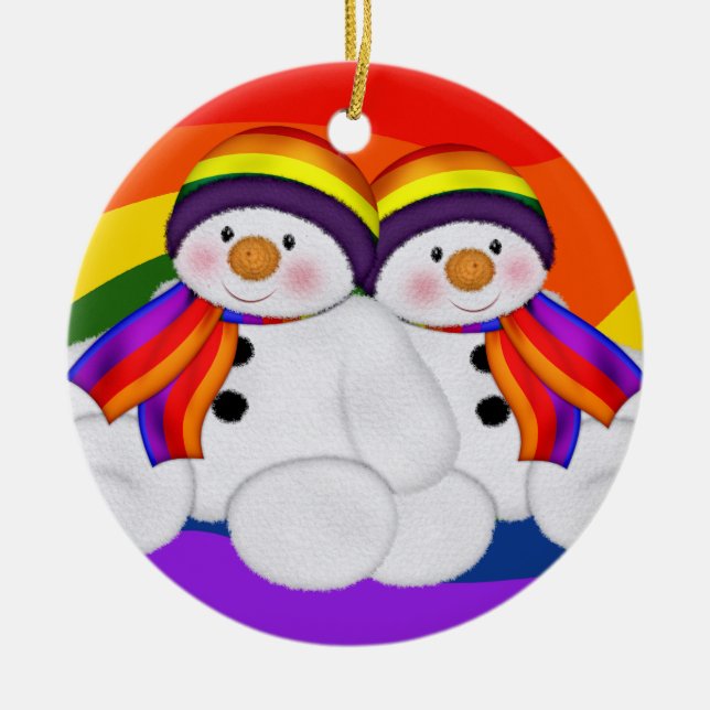 Snowman Pride Ceramic Ornament (Front)