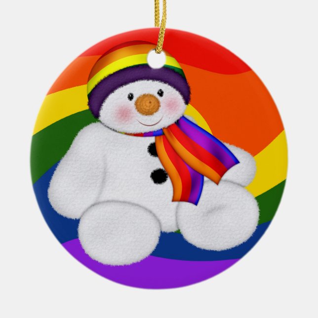 Snowman Pride Ceramic Ornament (Front)