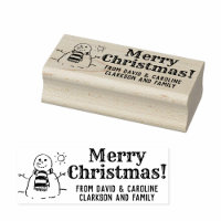 Snowman Print Your Merry Christmas Gift Message Rubber Stamp