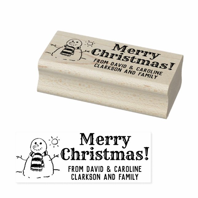 Snowman Print Your Merry Christmas Gift Message Rubber Stamp (Creator Uploaded)