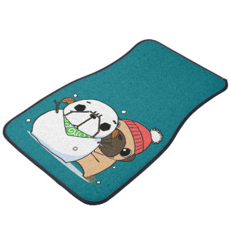 Snowman & Pug Car Floor Mat