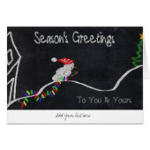 Snowman Pulling Christmas Lights Modern Holiday (Front Horizontal)