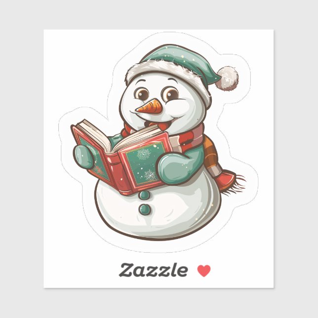 Snowman Reading a Christmas Storybook Sticker (Sheet)