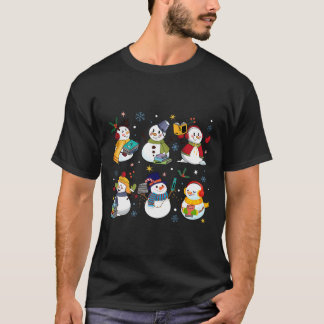 Snowman Reading Books Teacher Christmas Librarian  T-Shirt