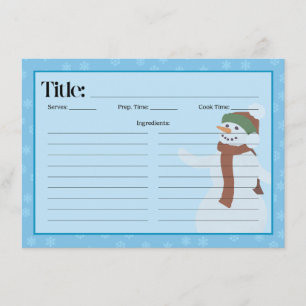 Snowman Recipe Card
