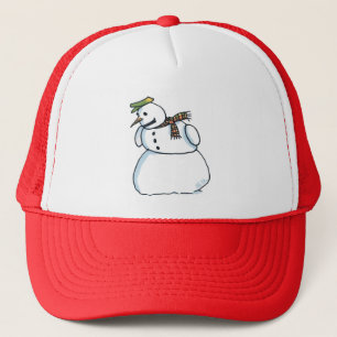 Snowman red and white foam trucker hat