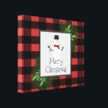 Snowman Red Buffalo Plaid Canvas Print<br><div class="desc">Make your walls festive this holiday season with a Snowman Red Buffalo Plaid Stretched Canvas Print.  Canvas print design features a box adorned with pine branches and charming snowman against a buffalo plaid background.  Additional gift and holiday items available with this design as well.</div>