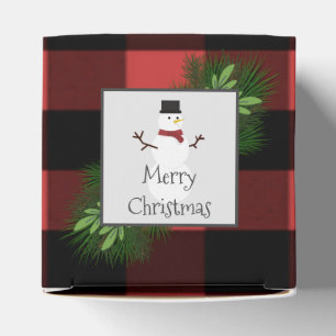 Snowman Red Buffalo Plaid Favor Box