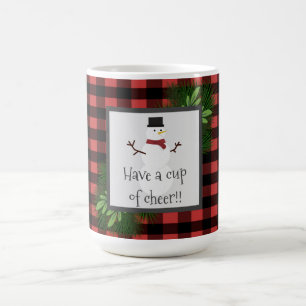 Snowman Red Buffalo Plaid Mug