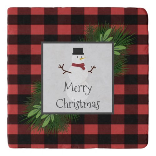 Snowman Red Buffalo Plaid Trivet