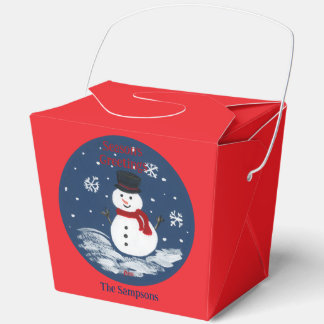 Snowman Red PERSONALIZE Cookie Treat Box