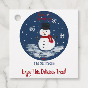 Snowman Red PERSONALIZE  Favor Tags
