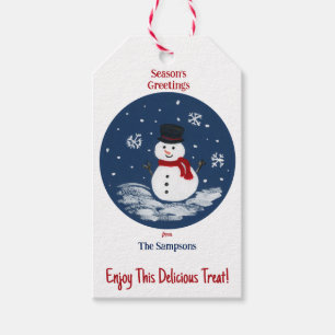 Snowman Red PERSONALIZE long Gift Tags