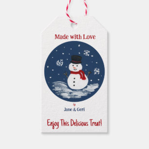 Snowman Red PERSONALIZE Made With Love Gift Tags