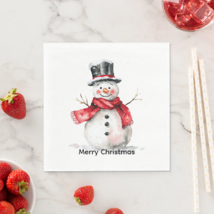 Snowman Red Scarf Christmas Napkins