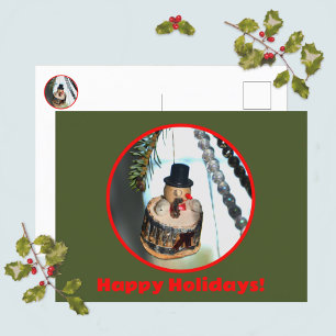 Snowman Retro Vintage Nostalgic Christmas Holiday Postcard