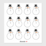 Snowman (Right-Facing) Winter Holiday Christmas Sticker<br><div class="desc">This super-fun sticker will brighten anyone's day! A white snowman has black coal eyes, smiling mouth, and buttons, a black top hat, and an extra-long orange carrot nose. Great for Christmas or Hanukkah cards or gift-wrapping, winter birthday presents or cards, party favor bags, or winter-themed crafts. And, don't forget the...</div>