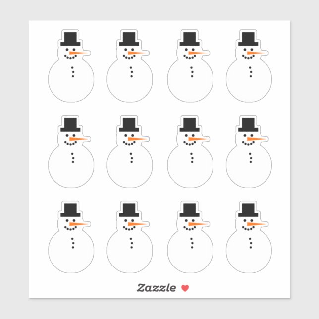 Snowman (Right-Facing) Winter Holiday Christmas Sticker (Sheet)
