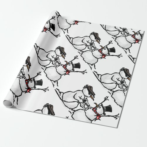 Snowman robber christmas holiday wrapping paper