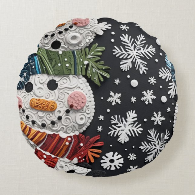 snowman round pillow (Front)