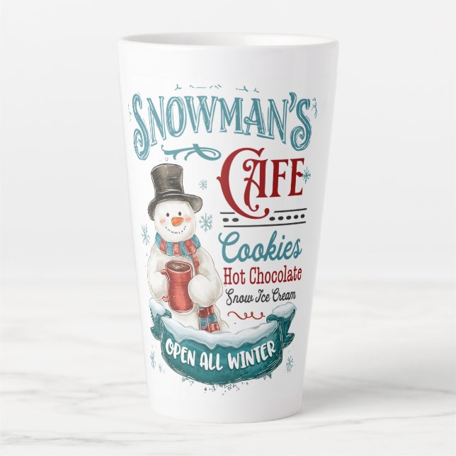 Snowman’s Café – Whimsical Winter Treats & Cheer Latte Mug (Front)