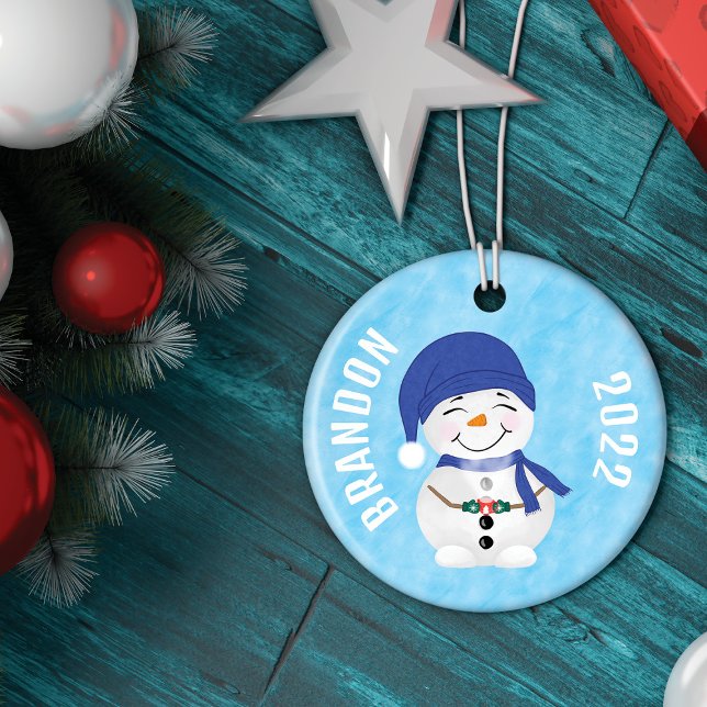 Snowman’s Cocoa Delight Christmas Design Ceramic Ornament (Creator Uploaded)