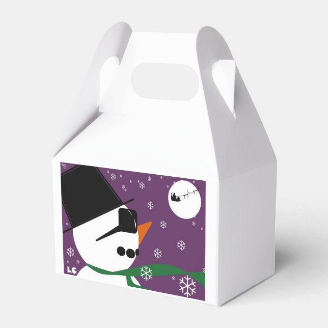 Snowman & Santa Christmas Favor Box (Front Side)