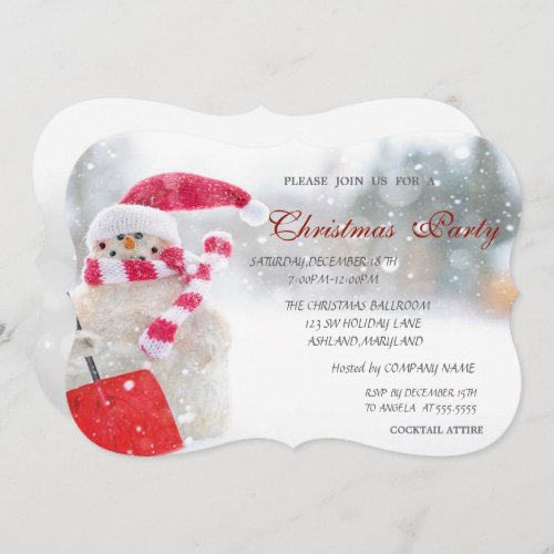 Snowman Santa Hat Company Christmas Party Invitation