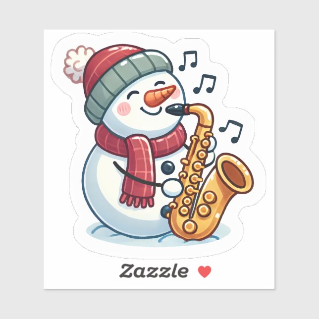 Snowman Saxophonist at Christmas Sticker (Sheet)