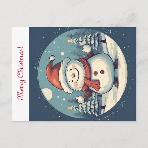 Snowman saying Marry Christmas Postcard