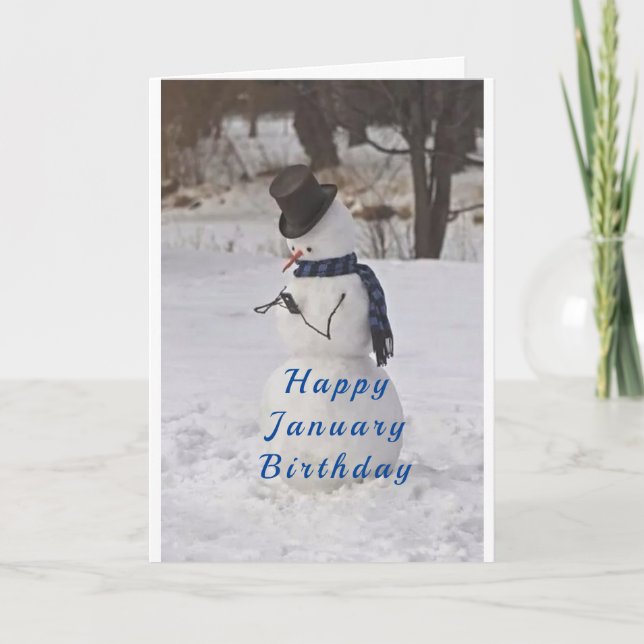 SNOWMAN SAYS **HAPPY JANUARY BIRTHDAY** CARD (Front)